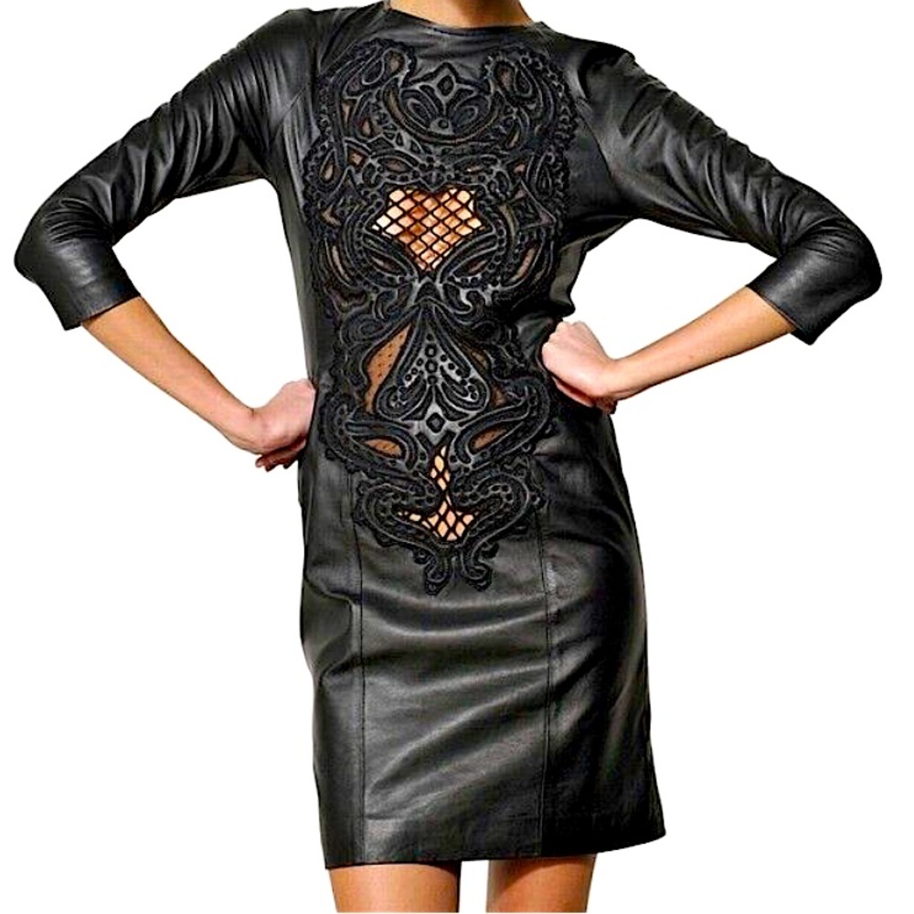Ktz London Couture Designer Leather Dress - Size 00-2, Nwot View 4